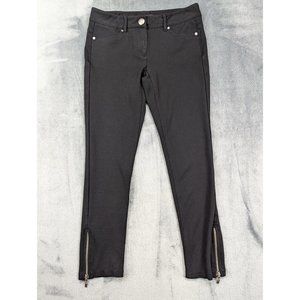 Theory Pants Womens 0 Skinny Ankle Crop Legging Zipper Hem Stretch Work Black